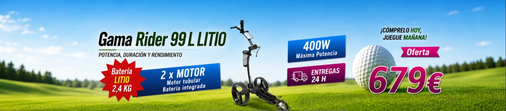 Oferta del carro de golf eléctrico R99 L2 Litio con batería de litio 24 V y motor de 400 W
