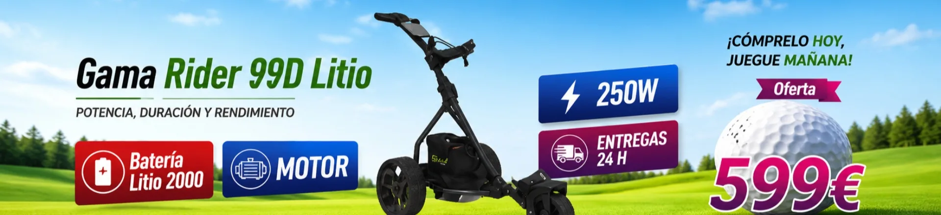 Oferta del carro de golf eléctrico R99D Litio con batería de litio de 2000 ciclos y motor de 250 W