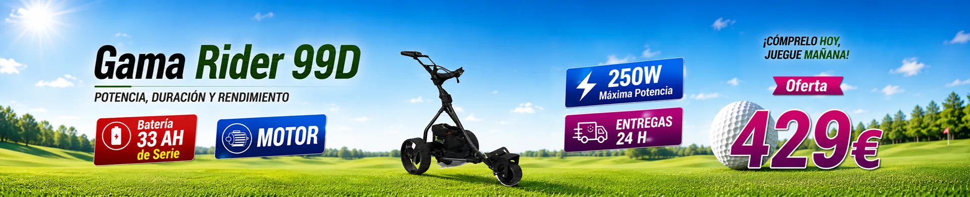 Oferta del carro de golf eléctrico R99D con batería GEL de 36 Ah y motor de 250 W