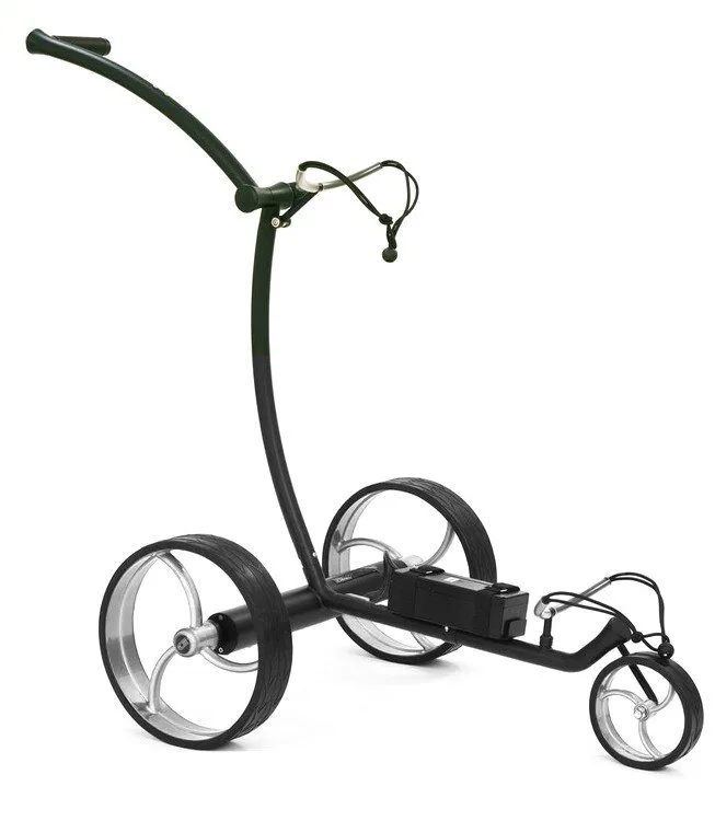 Carro de golf eléctrico acero inoxidable desmontable Golfideal Exclusive S black con doble motor tubular sin caja reductora y freno eléctrico para bajadas con batería de litio de 24 voltios