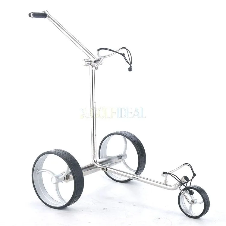Carro de golf eléctrico acero inoxidable desmontable Golfideal Exclusive T con doble motor tubular sin caja reductora y freno eléctrico para bajadas con batería de litio de 24 voltios