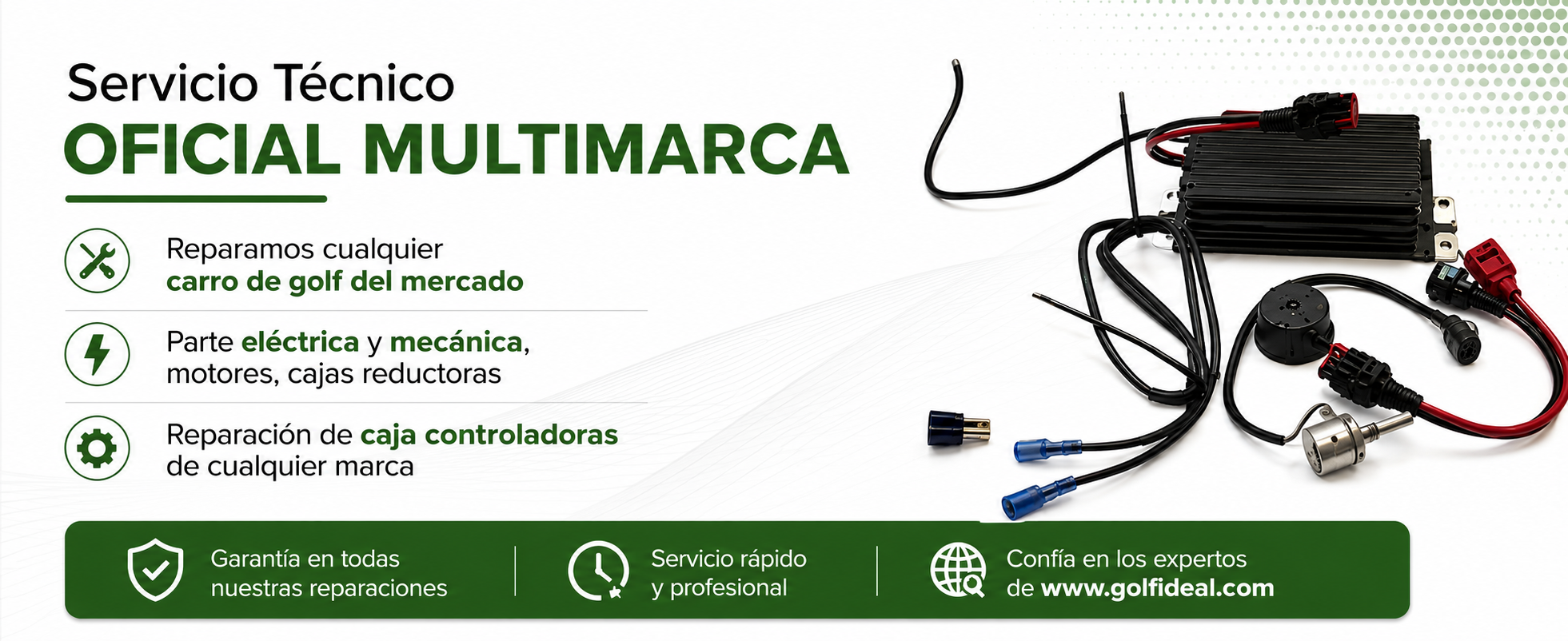 Servicio técnico oficial multimarca GolfIdeal para reparación eléctrica y mecánica de carros de golf
